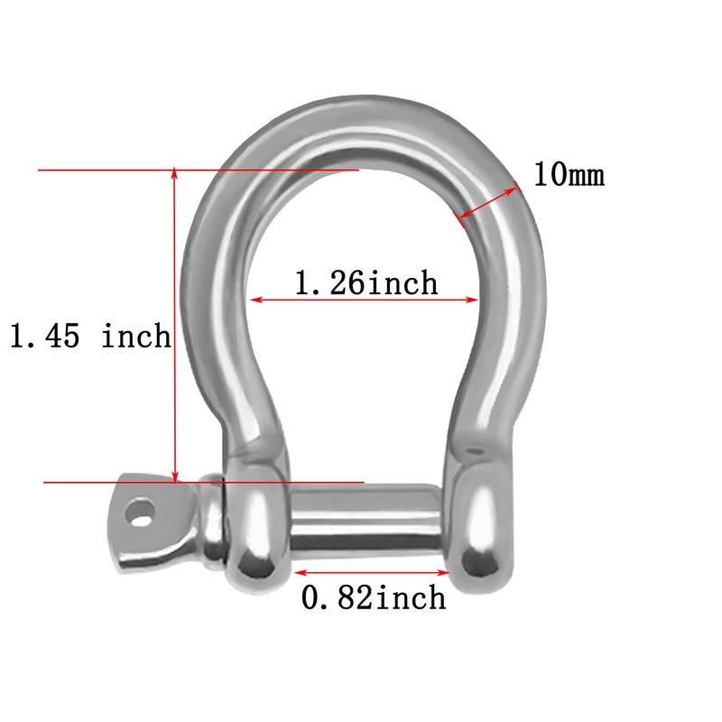MYYZMY 2 Pcs 3/8 Inch Screw Pin Anchor Shackle, 304 Stainless Steel Shackles for Chains Wirerope, 10 mm - Image 2